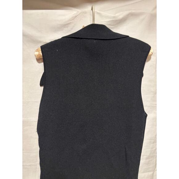 Cache Black 2 WAY Diagonal Rhinestone ZIPPER Rib Knit Top Wayne Rogers - Picture 11 of 14